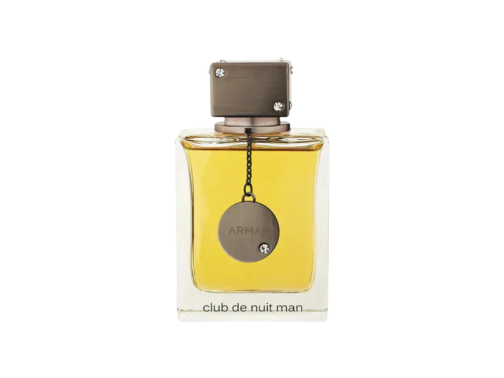 Perfume bottle labeled 'Armaf Club de Nuit Man' on a white background
