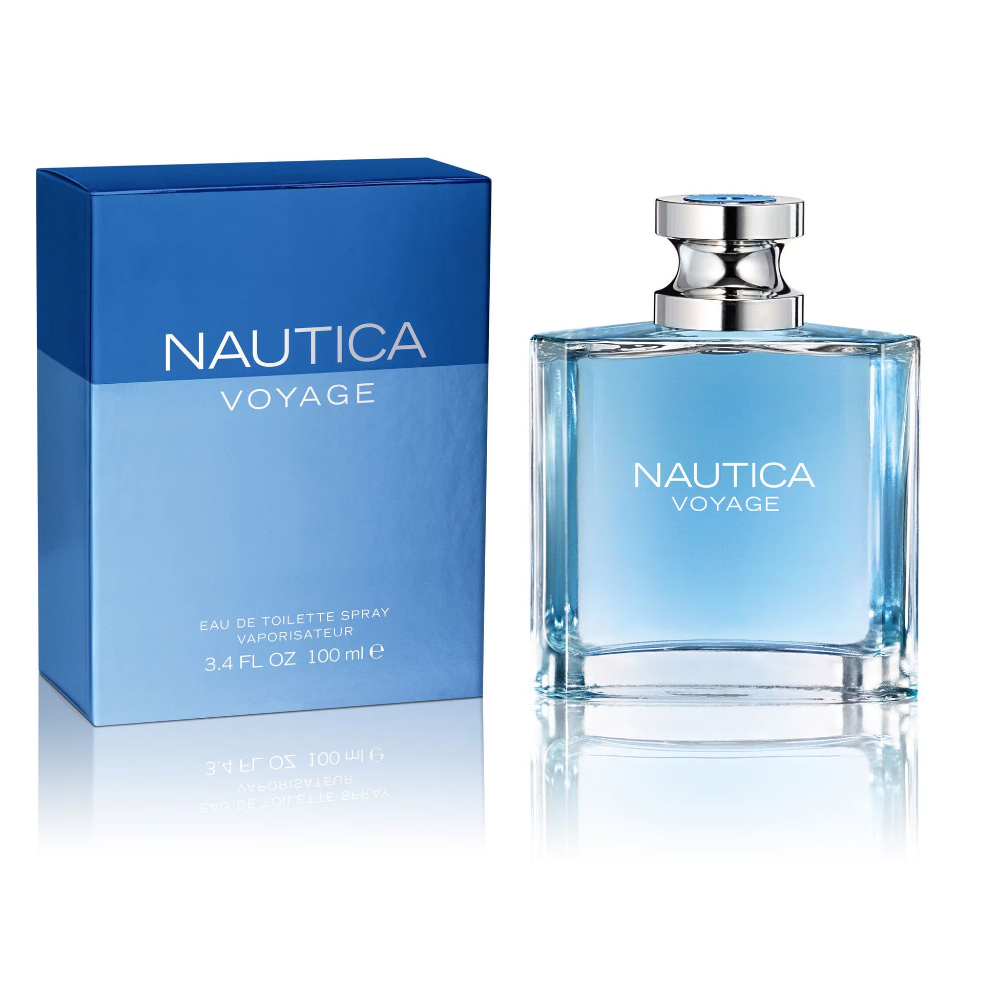 Nautica Voyage perfume bottle and packaging on a white background