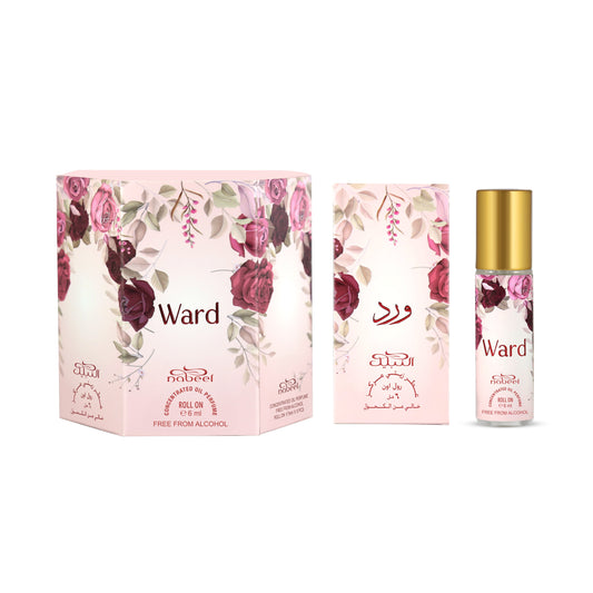 Nabeel attar Ward 6mL roll on oil bottle with packaging. Amani Manor