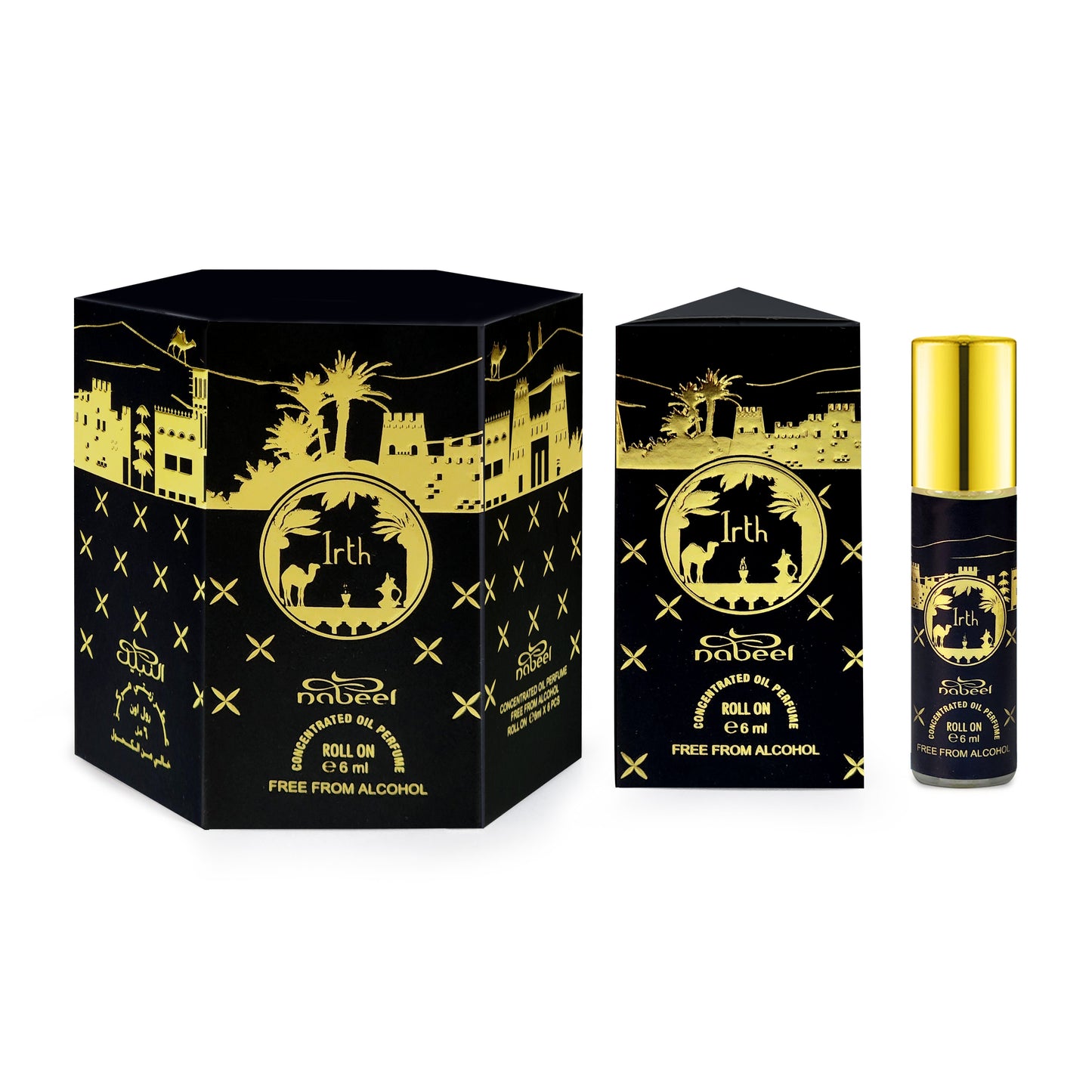 Nabeel attar Irth 6mL roll on attar oil with packaging. Amani Manor