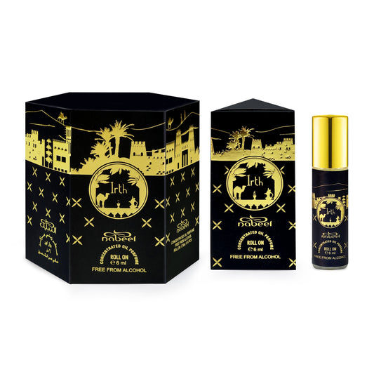 Nabeel attar Irth 6mL roll on attar oil with packaging. Amani Manor