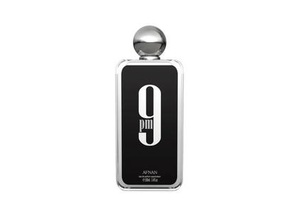 Afnan Perfume bottle with '9PM' on the label against a white background