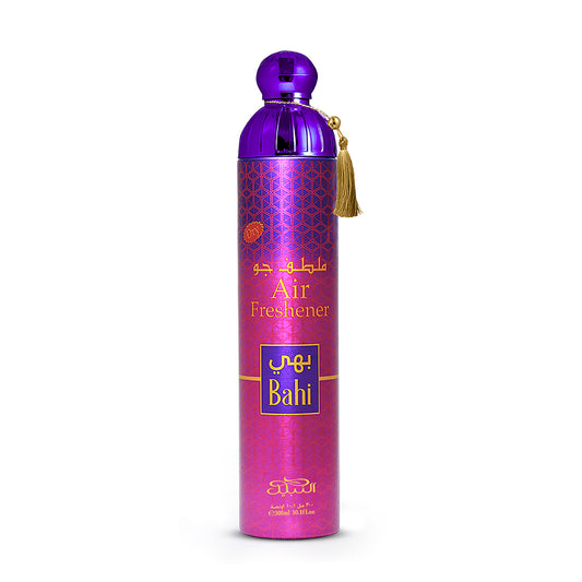 Purple and pink air freshener bottle with gold accents on a white background