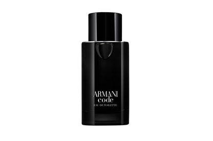 Black Armani Code perfume bottle on a white background