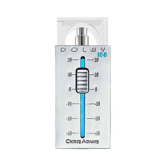 Chris Adams Dolby Ice volume control device with a silver metallic body, featuring a blue-tinted vertical slider and white plastic mounting bracket on a plain white background.
