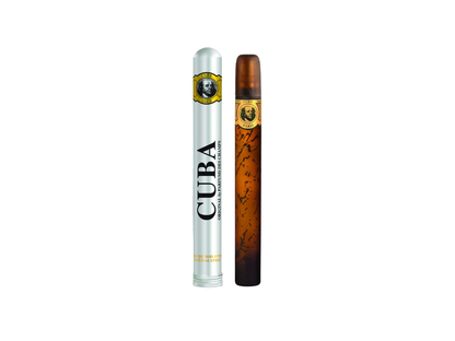 Perfume bottle and its packaging with 'Cuba' branding on a white background.