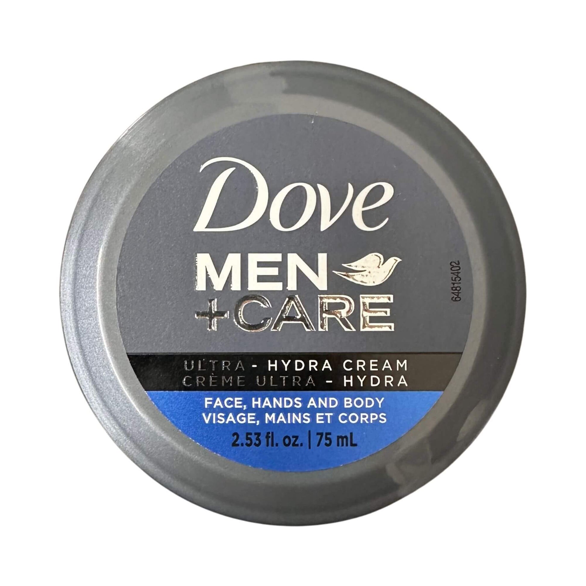 Dove Men+Care ultra-hydra cream container on a white background. Amani Manor