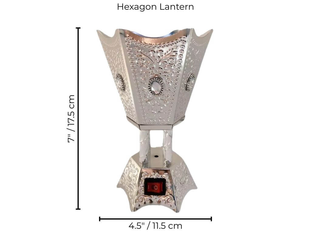 Bakhoor burner with dimensions on a white background