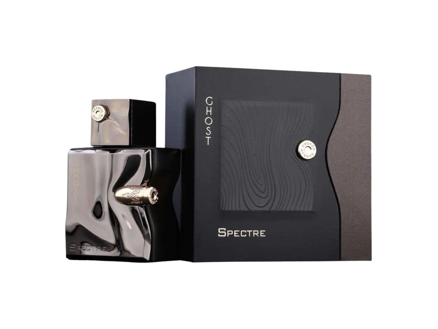 French Avenue's Spectre Ghost perfume bottle and packaging on a white background.
