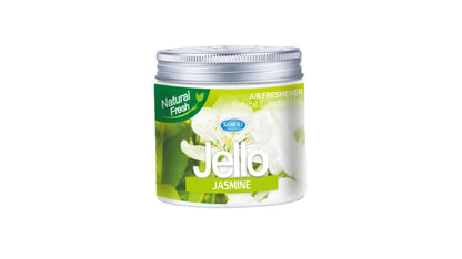 Jello air freshener can with jasmine on the label against a white background.