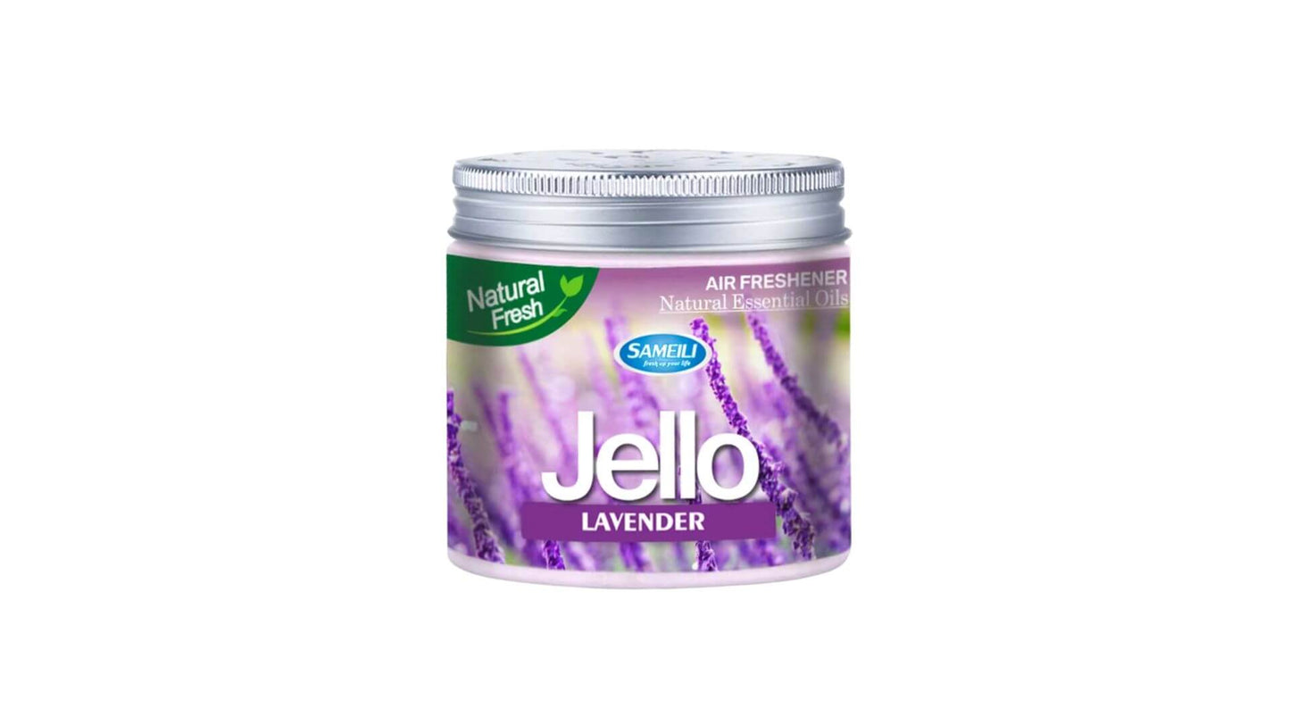 Jello air freshener with lavender scent on a white background