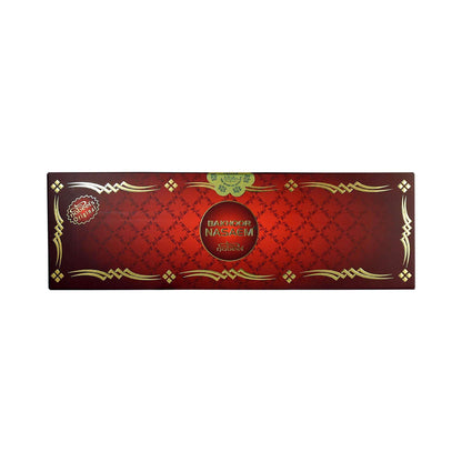 Red and gold decorative box with 'Bakhour Nasaem' branding on a white background