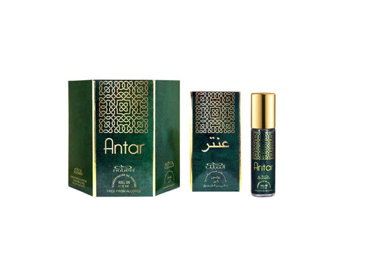 Nabeel Antar 6mL roll on attar oil with packaging. Amani Manor