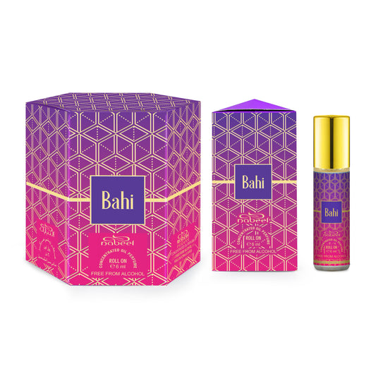 Nabeel Attar Bahi 6mL Roll On attar oil with packaging. Amani Manor