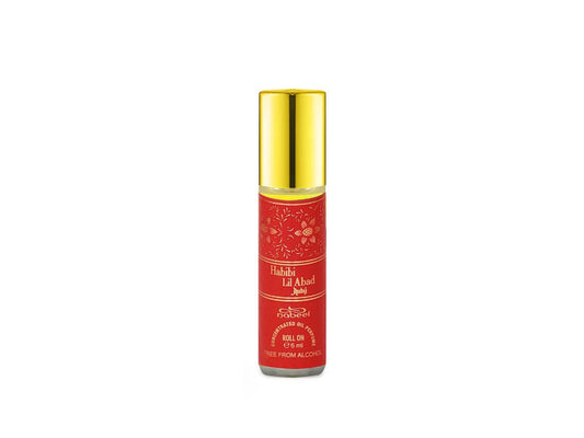 Nabeel attar Habibi Lil Abad Ruby 6mL roll on oil bottle. Amani Manor
