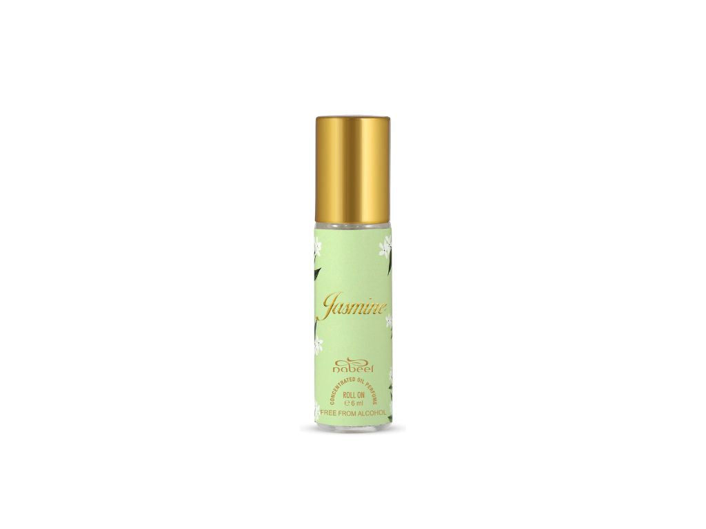 Nabeel Attar Jasmine 6mL Roll On fragrance oil bottle. Amani Manor