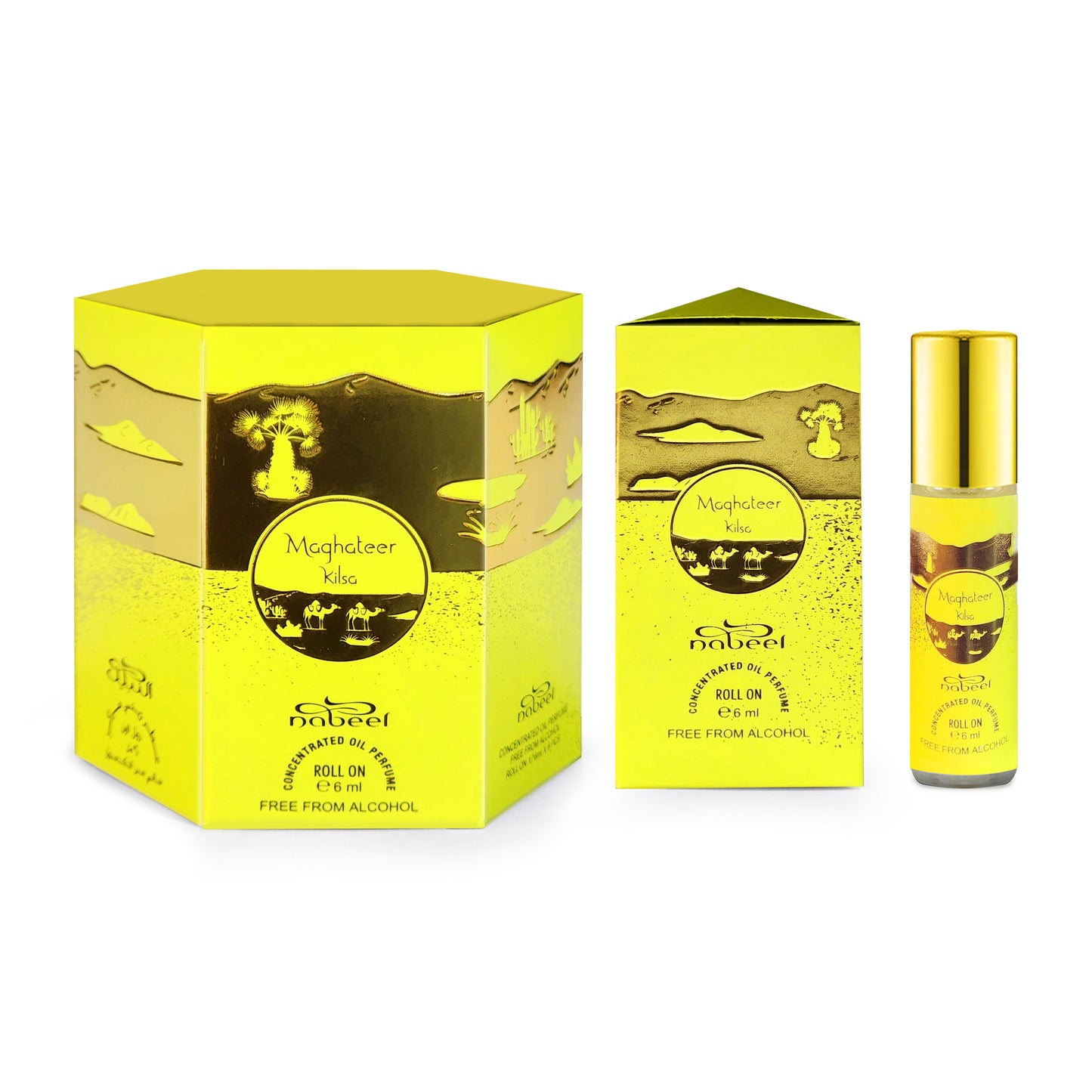 Nabeel attar Maghateer Kilsa 6mL roll on oil bottle with packaging. Amani Manor