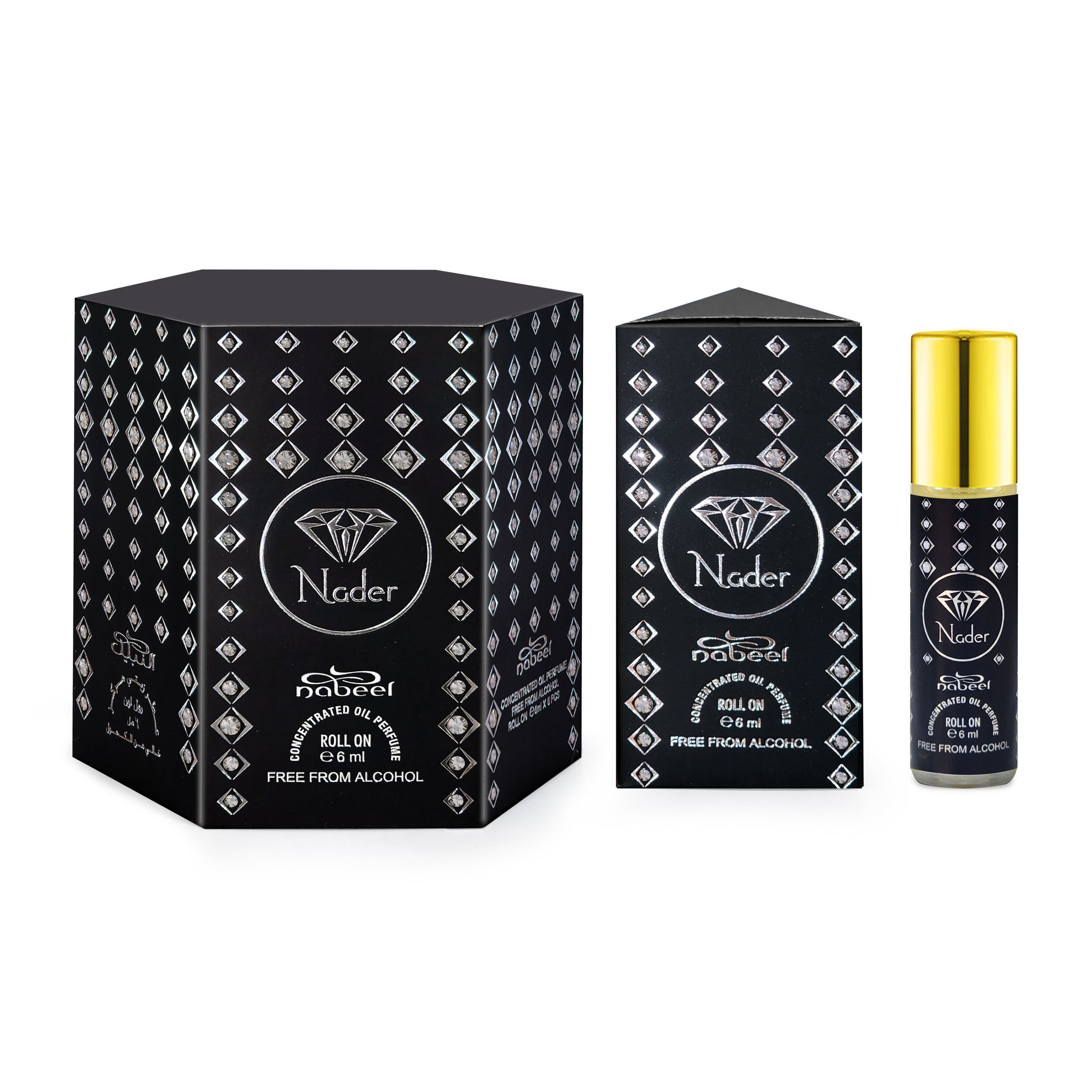 Nabeel attar Nader 6mL roll on fragrance oil bottle with box. Amani Manor