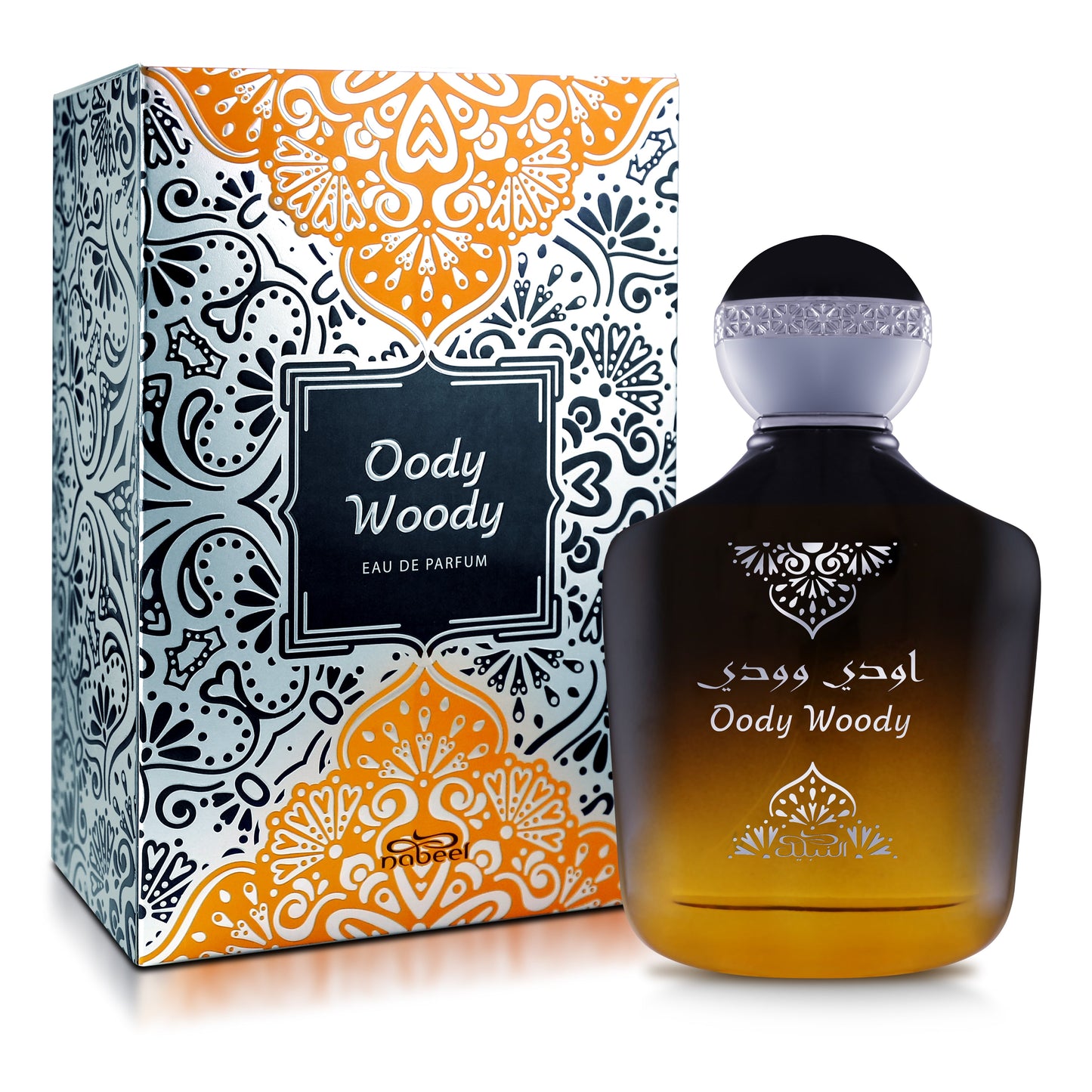Ody Woody perfume bottle and packaging on a white background