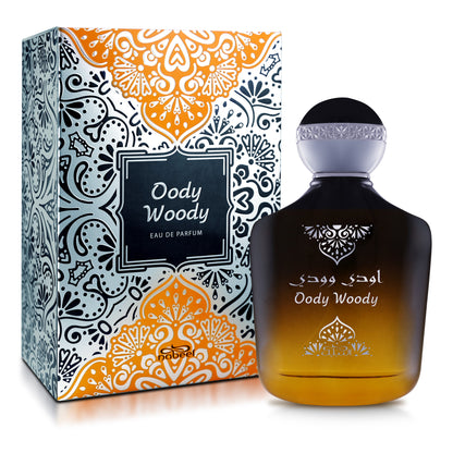 Ody Woody perfume bottle and packaging on a white background