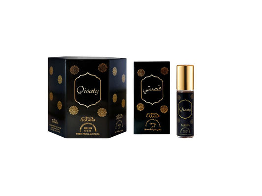 Nabeel attar Qisaty 6mL roll on oil with packaging. Amani Manor