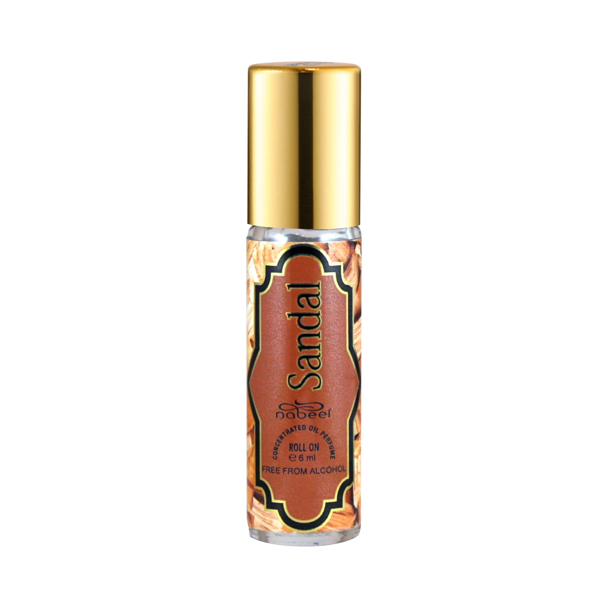 Nabeel attar Sandal 6mL roll on fragrance oil bottle. Amani Manor