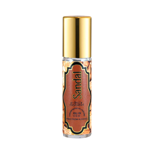 Nabeel attar Sandal 6mL roll on fragrance oil bottle. Amani Manor