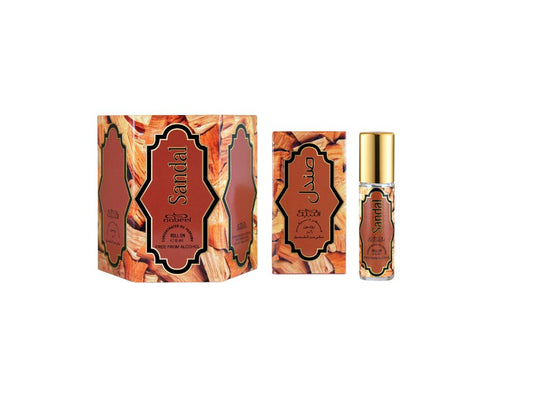 Nabeel attar Sandal 6mL roll on oil bottle with packaging. Amani Manor