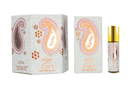 Nabeel attar Tajebni 6mL roll on perfume oil with packaging. Amani Manor