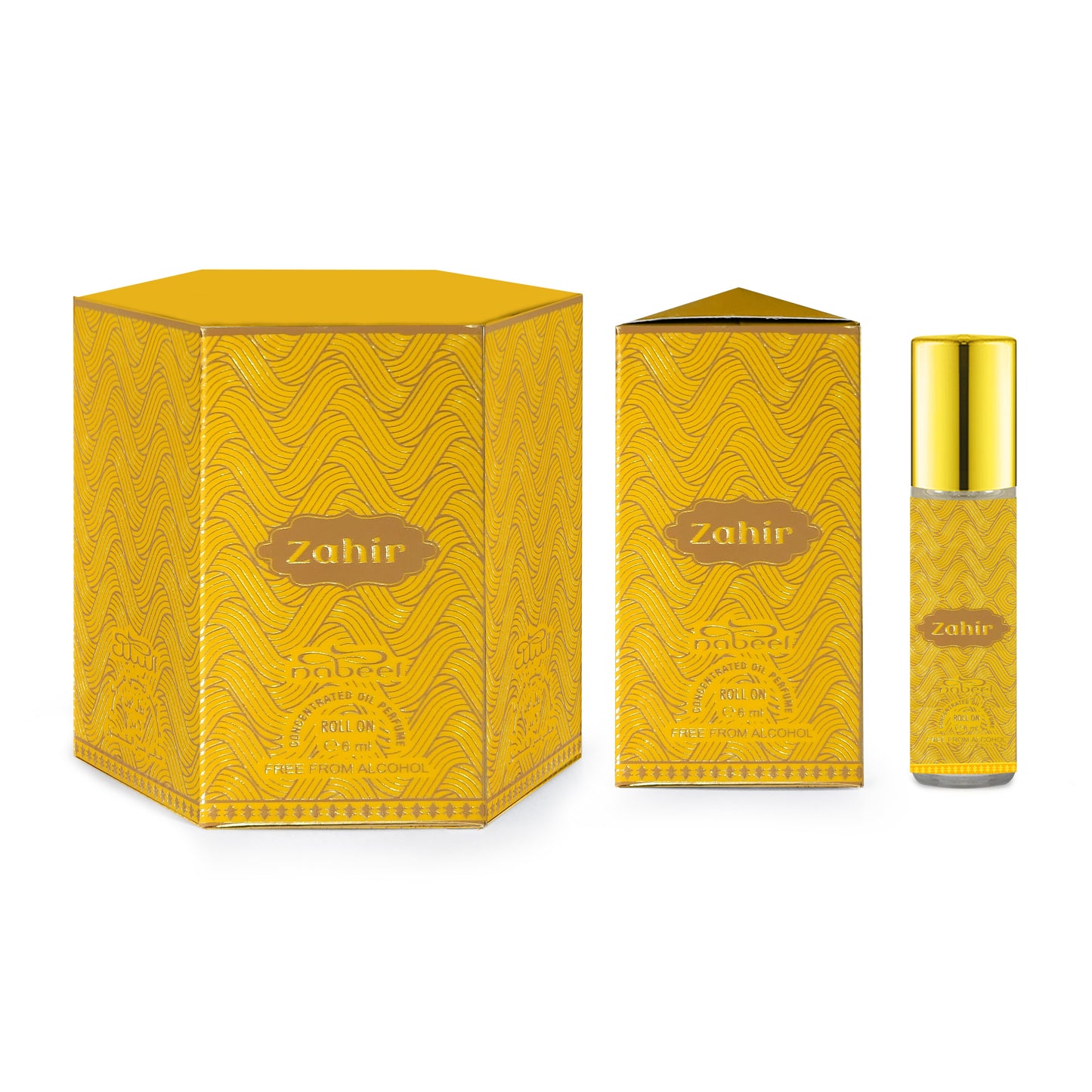 Nabeel attar Zahir 6mL roll on oil bottle with packaging. Amani Manor