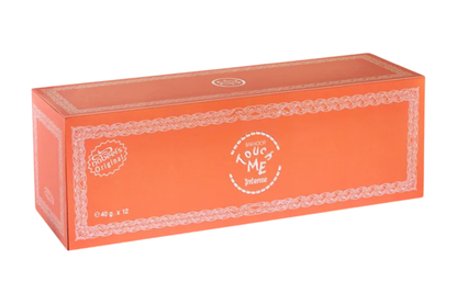 Orange box with white text and design on a white background